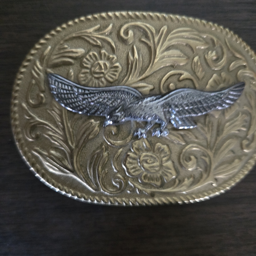 Gold and Silver Decorative Eagle  Belt buckle